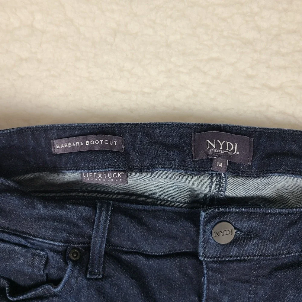 Not Your Daughter Jeans Womens 14 Blue Barbara Boot Cut Dark Wash NYDJ Denim